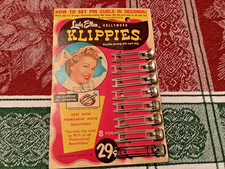 New Vintage 1959 Lady Ellen Hollywood Klippies Hair Pin Curl Clip Barrette 8 Set