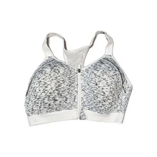 Layer 8 Women's Sports Bra  Large White Black Zip Up Qwick Dry