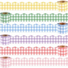 VABAMNA 6 Rolls 216ft Spring Pastel Bulletin Board Borders Easter Plaid Class...