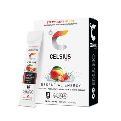 CELSIUS On The Go Energy Drink Mix, Strawberry Mango,14 Stick Pack.
