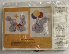 CREATIVE CIRCLE Bouncing Bunnies Cross Stitch Kit #1634 Finish Size 5"x5.5"