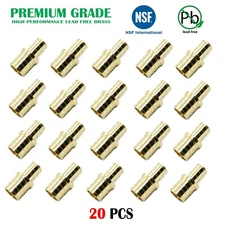 ( 20 PCS) 3/8" x 1/2" PEX Coupling - Brass Crimp Fitting, LEAD-FREE