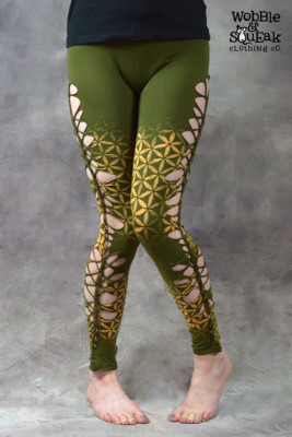 WEAVE LEGGINGS Sacred Geometry Flower of Life Pixie Fairy Psytrance Festival 