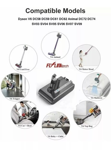 Flylinktech 2200mAh Dyson V6 BATTERIA 21.6v Li-ion di ricambio per Dyson V6  | eBay
