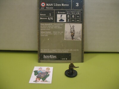 =Axis & Allies Miniatures 1939-1945 MAS 7.5mm Rifle with card 12/60=