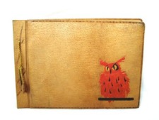 Vintage antique leather photo album Handmade Family scrapbook Marked NOT USED