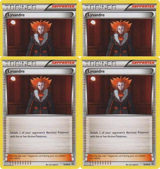  Lysandre  Pokemon Trainer Card Set -78/98 - Ancient Origins - X4 Playset