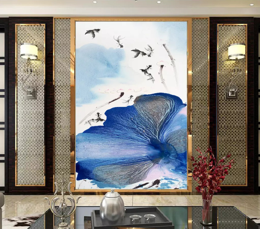 3D Blue Lotus Leaf 10836NA Wallpaper Wall Mural Removable Self-adhesive Fay