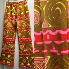 Vintage Polyester Pants Bells Double Knit 1970s Woman Hippie Costume 24 x 31
