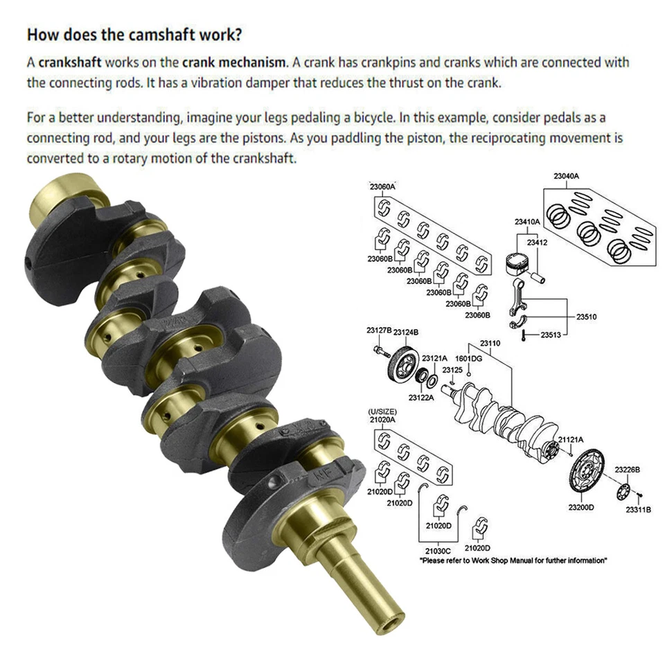 Коленвал и подшипник главного стержня для пикапа Toyota 4Runner 82-95 годов выпуска 22R 22REC 2,4 - Изображение 3 из 4
