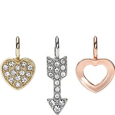 NEW-FOSSIL SILVER+GOLD+ROSE GOLD MINI ARROW,HEART CHARM PENDANT JF01781998