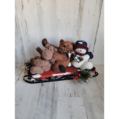 Unique plush long sleigh reindeer bear snowman Xmas home  Unique plush long sleigh reindeer bear snowman Xmas home decor main image 1