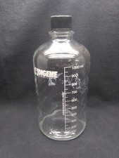 DIGENE 1000mL Glass Indented Grip Media Storage Bottle w/ Screw Cap No Pour Ring
