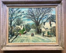 Stunning painting ROCKPORT IN WINTER by Hartford Conn. artist Frederick H Gubitz