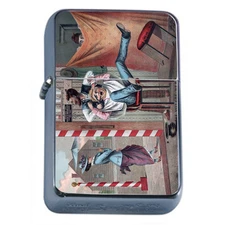 Vintage Barber Shop Signs D9 Flip Top Oil Lighter Wind Resistant Flame 