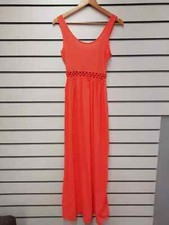 LADIES ORANGE CUT OUT DETAIL MIDI DRESS SIZE 8 NEW (ref 710)