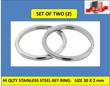 SET OF 2 Split Key Rings STAINLESS STEEL 30mm Flat Key Rings Silver Key Chain
