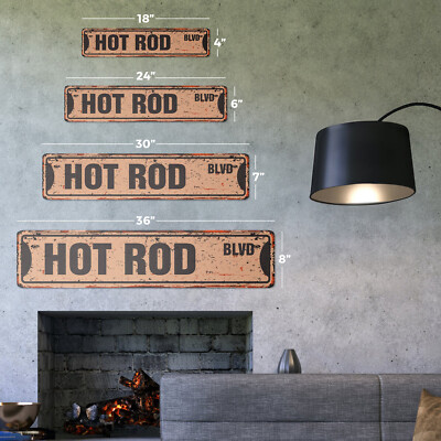 HOT ROD Vintage Street Sign Metal Plastic race car new collector