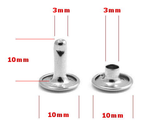 300 Stück Set Hohlnieten 6mm + 8mm + 10mm / Leder Stoff Gürtel Nieten Ziernieten - Bild 10 von 12