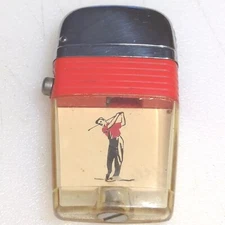 Vintage 50's/60's SCRIPTO Golf Theme Cigarette Lighter:  GOLFER Image Spark Only