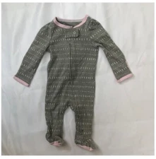 Cloud Island™ Newborn Baby Cotton Long Sleeve Full-Zipper One Piece Gray Newborn