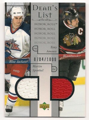 Amonte & Spanhel 01-02 UD Honor Roll Dean's List Dual Game Used Jersey /1000
