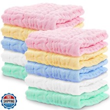 CLRBEATTY 10 Pack Soft Natural Cotton Washcloths, Breathable Face Towel Burp