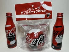 COCA COLA 2022 FIFA WORLD CUP 2 SET BOTTLE CANS w/SOCCER BALL SNACK DISH *NEW