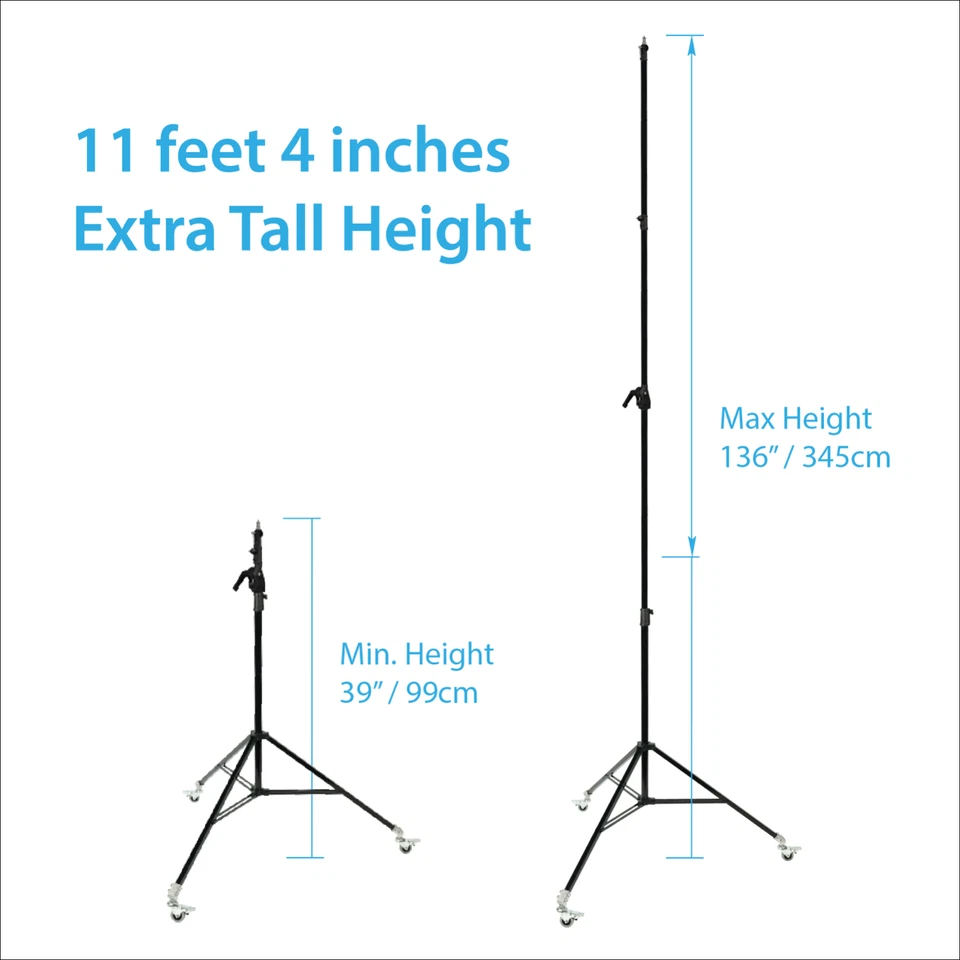 SET OF 2 Heavy Duty Light Stand, Black - 11.3' (3.5m) - One-Button Boom to Stand - Image 4 of 4