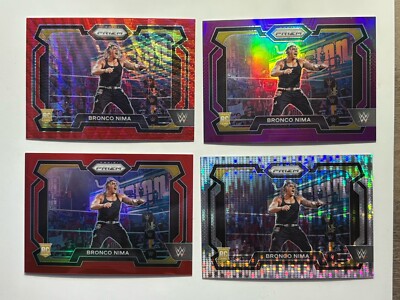 4 x 2024 Panini Prizm WWE Bronco Nima Rookie /149 Purple, /299, /499, Red Wave