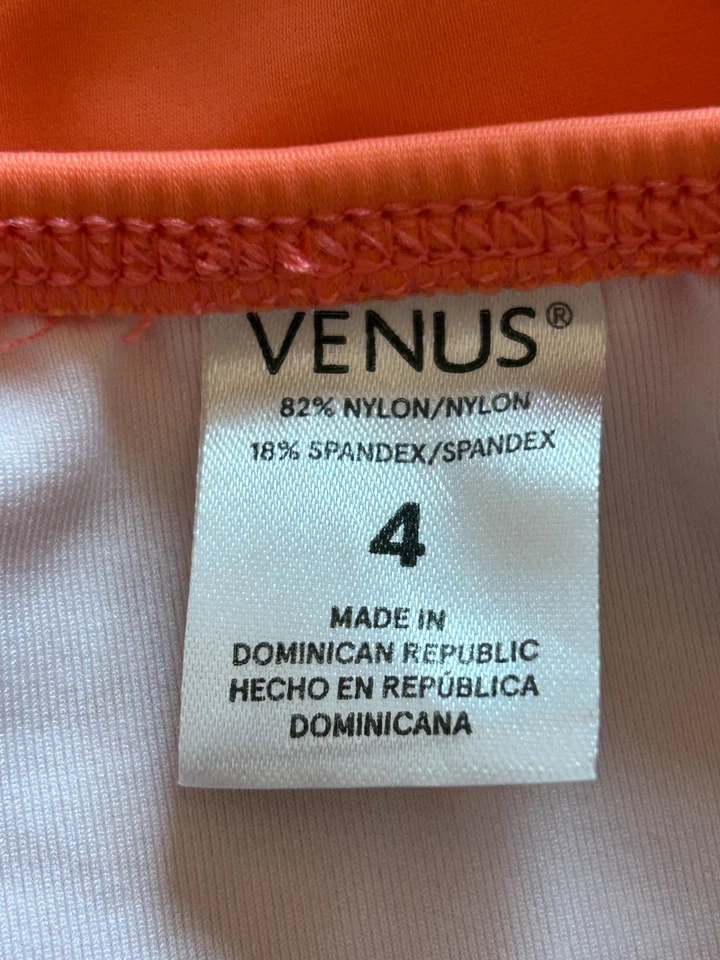 Venus Coral Orange Bikini Sz A Top 32B 34A 36AA Sz 4 Ruched Bikini Bottom - Image 4 of 4