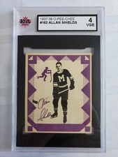 1937 - 1938 ALLAN SHIELDS O-PEE-CHEE NHL HOCKEY CARD # 162 KSA GRADED 4 VGE