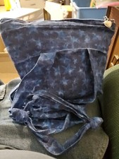 Tote Bag Pursue Quilted Hand made in USA Blue Zippered Heart Stars Small