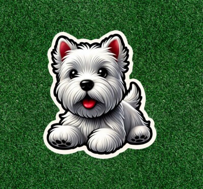 Cute Westie West Highland White Terrier dog waterproof vinyl sticker- many sizes