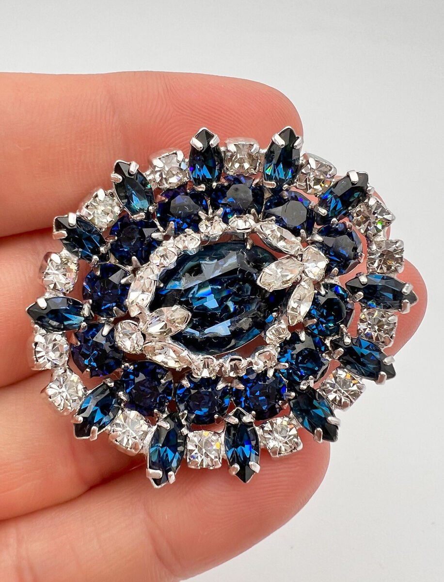 Vintage Kramer of New York Blue Sapphire & Clear Rhinestone Vintage Kramer of New York Blue Sapphire & Clear Rhinestone