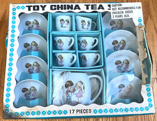 Vintage Kasuga China Kids Childrens 17pc Toy Tea Set Red Crane Mark Love Japan