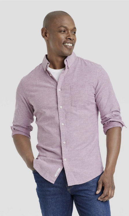 GoodFellow Men's Stretch Red Ribbon Button Down Oxford Long Sleeve Shirt Size M