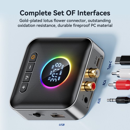 Bluetooth 5.4 Wireless Transmitter Receiver HiFi Audio Music Adapter AUX RCA NFC - Afbeelding 2 van 11