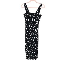 NWT STITCH FIX KAILEIGH DEMI KNIT FITTED DRESS BLACK WHITE POLKA DOT SIZE XS
