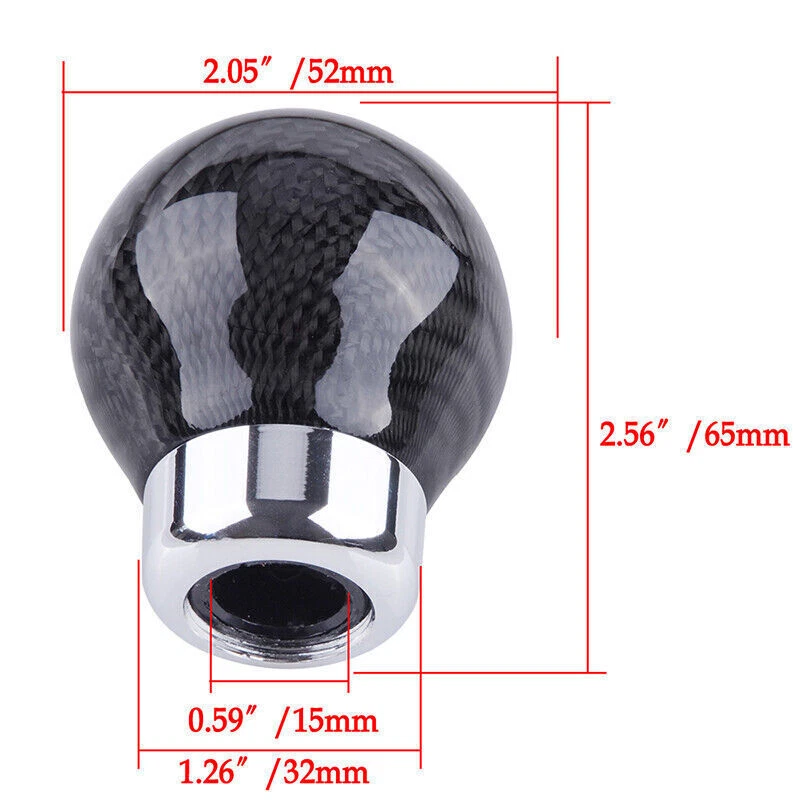 JDM Universal MT Manual Gear Shift Knob Stick Carbon Fiber Round Ball Shape NEW Foto 2 de 4