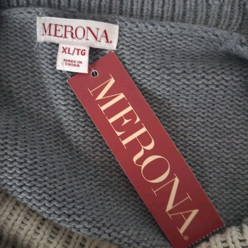NWT Merona Men's Cardigan XL Shawl Collar Wolf Fair Isle Thick Pockets Button Up - 第 7/10 張圖片