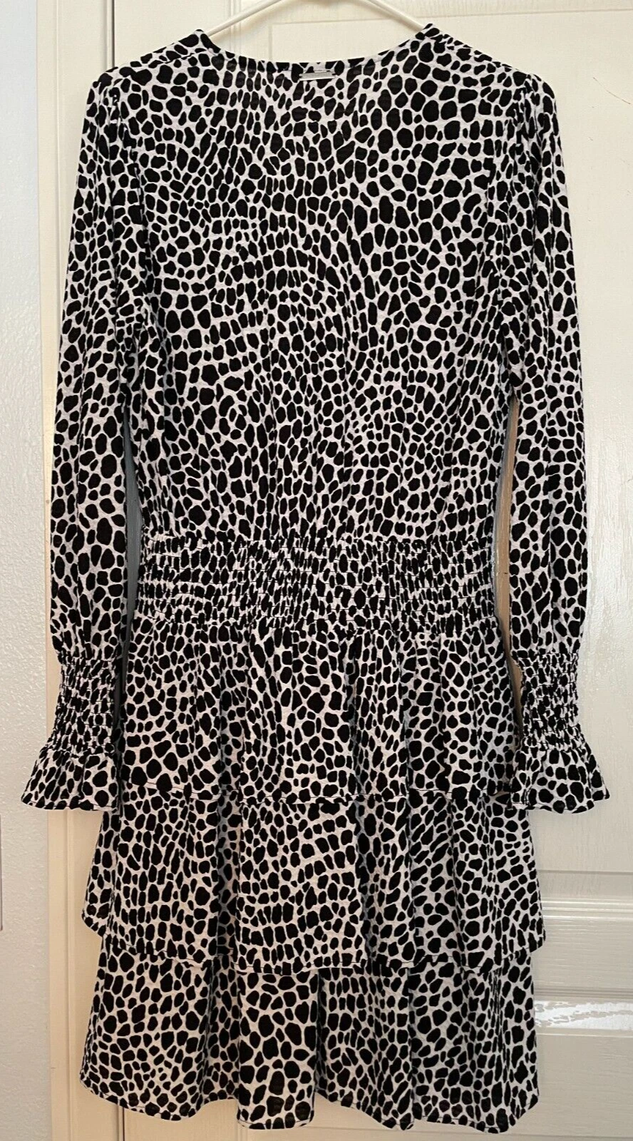 Abito donna Michael Kors a strati con volant manica lunga scollo a V taglia M nuovo con etichetta