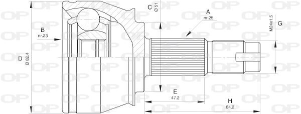 Joint de cardan Fiat Idea Lancia Musa 1.3 Multijet transmission avant