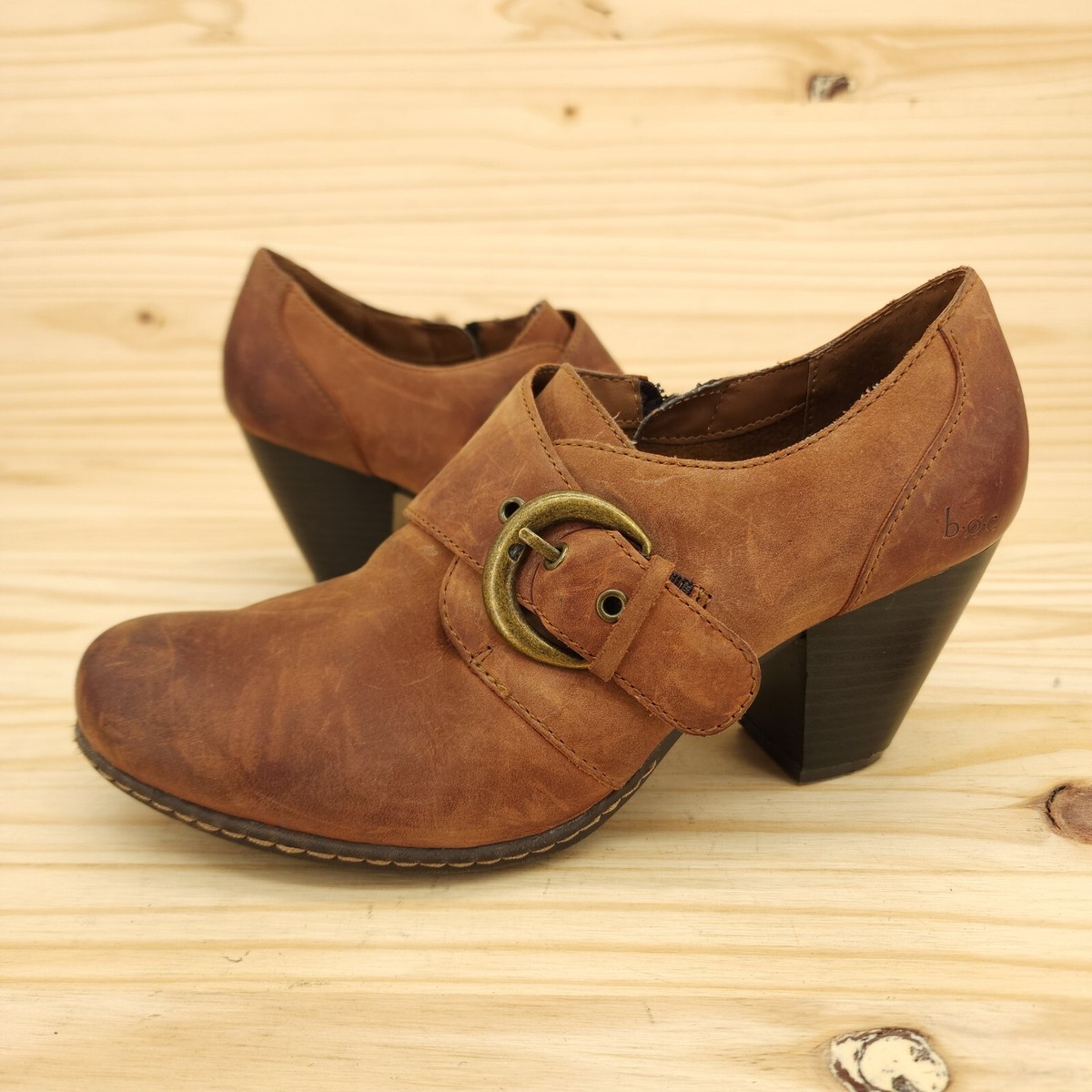 Born Women’s Tan Suede Buckle Heeled Boots Bootie Sz 8 Boho Chic Western Cottage Born Women main image 3