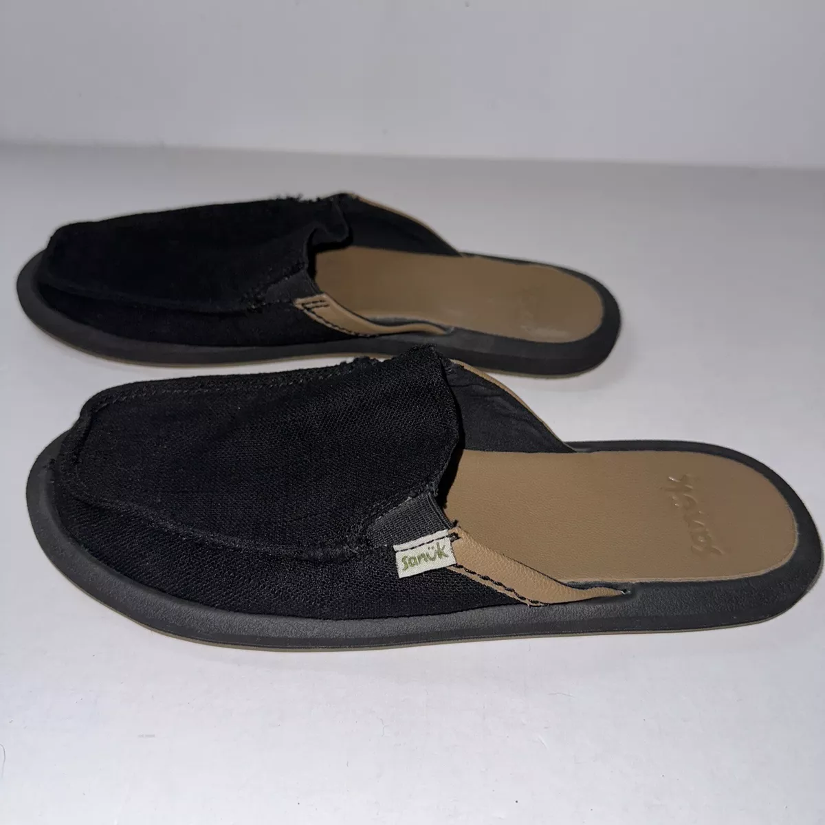 Sanuk You Got My Back Hemp Womens Size 8 Black Slip On Loafer Mule Shoes  1116854