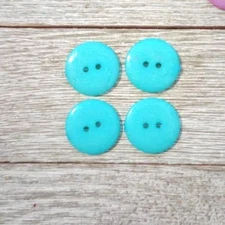 4 Blue Sewing Buttons Crafting 2 Hole Round Flat Resin  .75"  20mm 