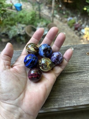 Shortie s Fancy HandmadePlaying&Hiding Marbles Lot Of 6  Madly, Deeply Twisty 