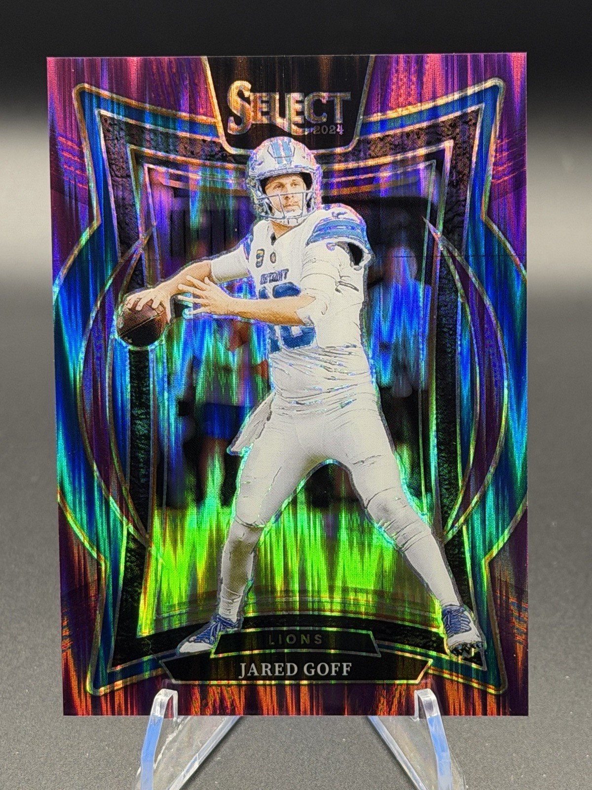 2024 Panini Select - Concourse Jared Goff #36 Purple Shock Prizm /360 Lions