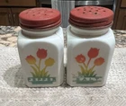 Vintage Fire King “Tulip” Milk Glass White Salt and Pepper Shakers