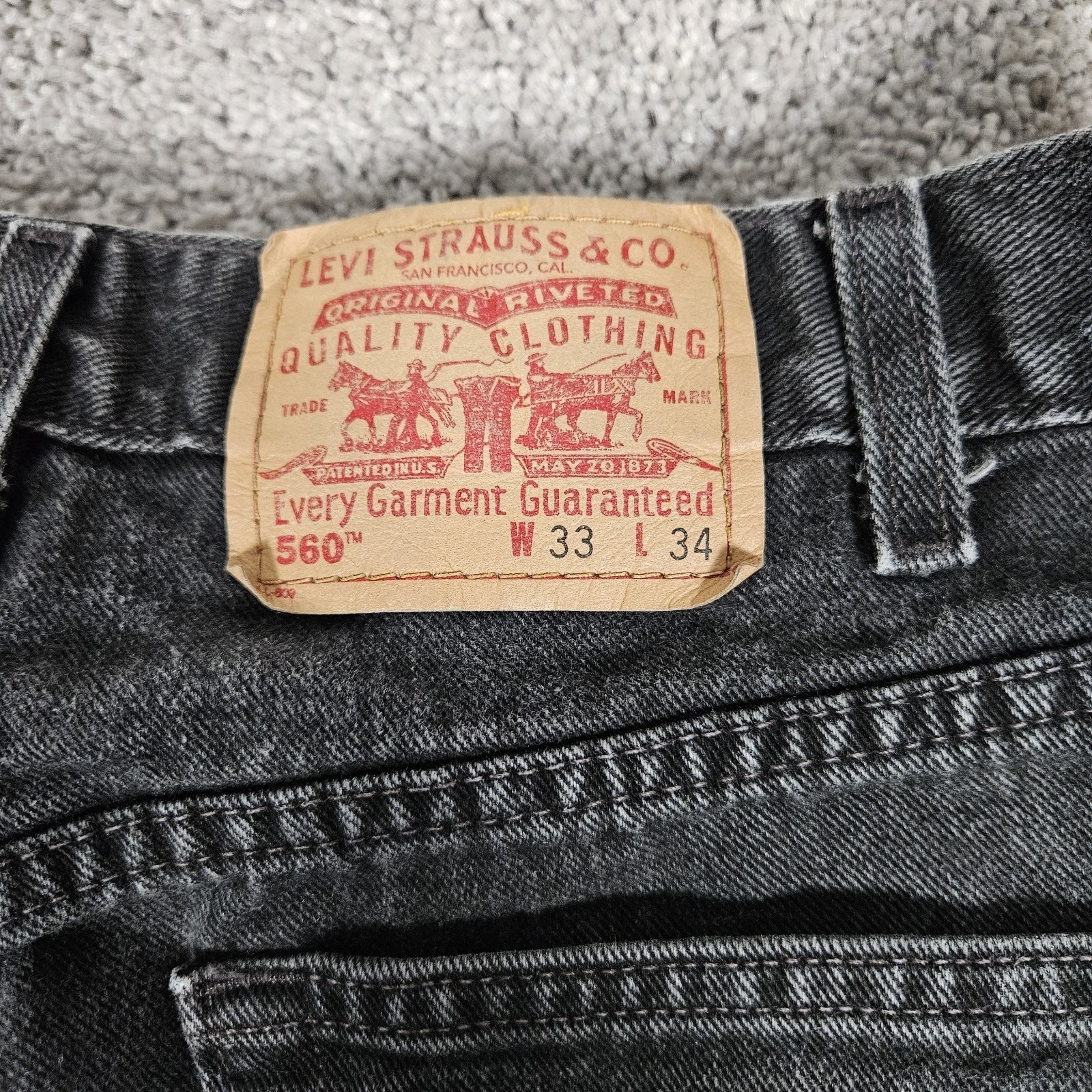 Vtg Levis 560 Jeans Mens 30X32 (Tag 33X34) Black Loose Tapered Grunge Skater thumbnail 6